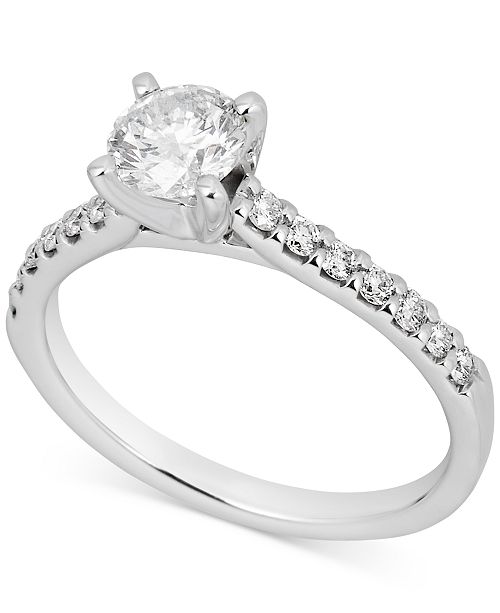 Macy S Certified Diamond Engagement Ring 1 Ct T W In 14k White Gold Reviews Rings Jewelry Watches Macy S
