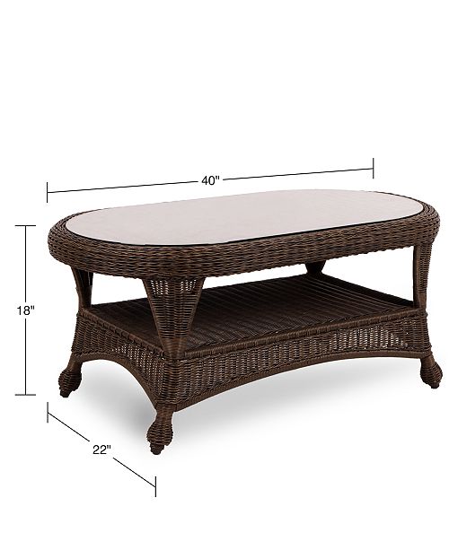 Furniture Monterey Wicker 40 X 22 Oval Outdoor Coffee Table
