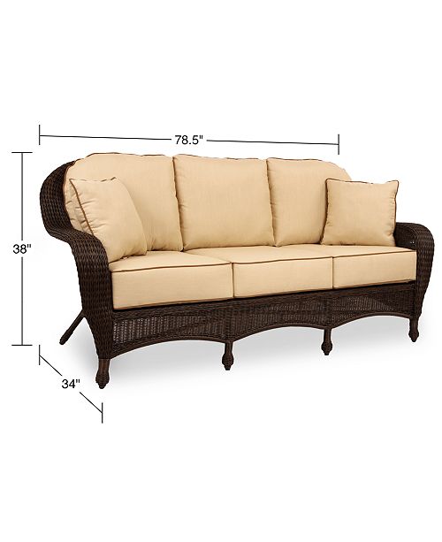 Furniture Monterey Wicker Outdoor Sofa With Sunbrella Cushions