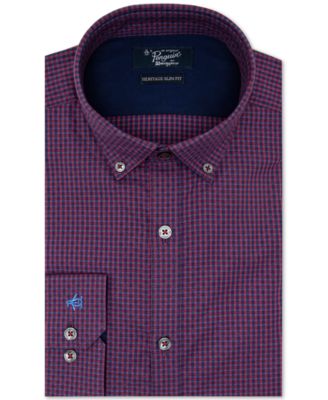 green emerald velvet dress Men's Original Penguin Heritage Slim Fit Red Short Sleeve Button Down Shirt main image 0