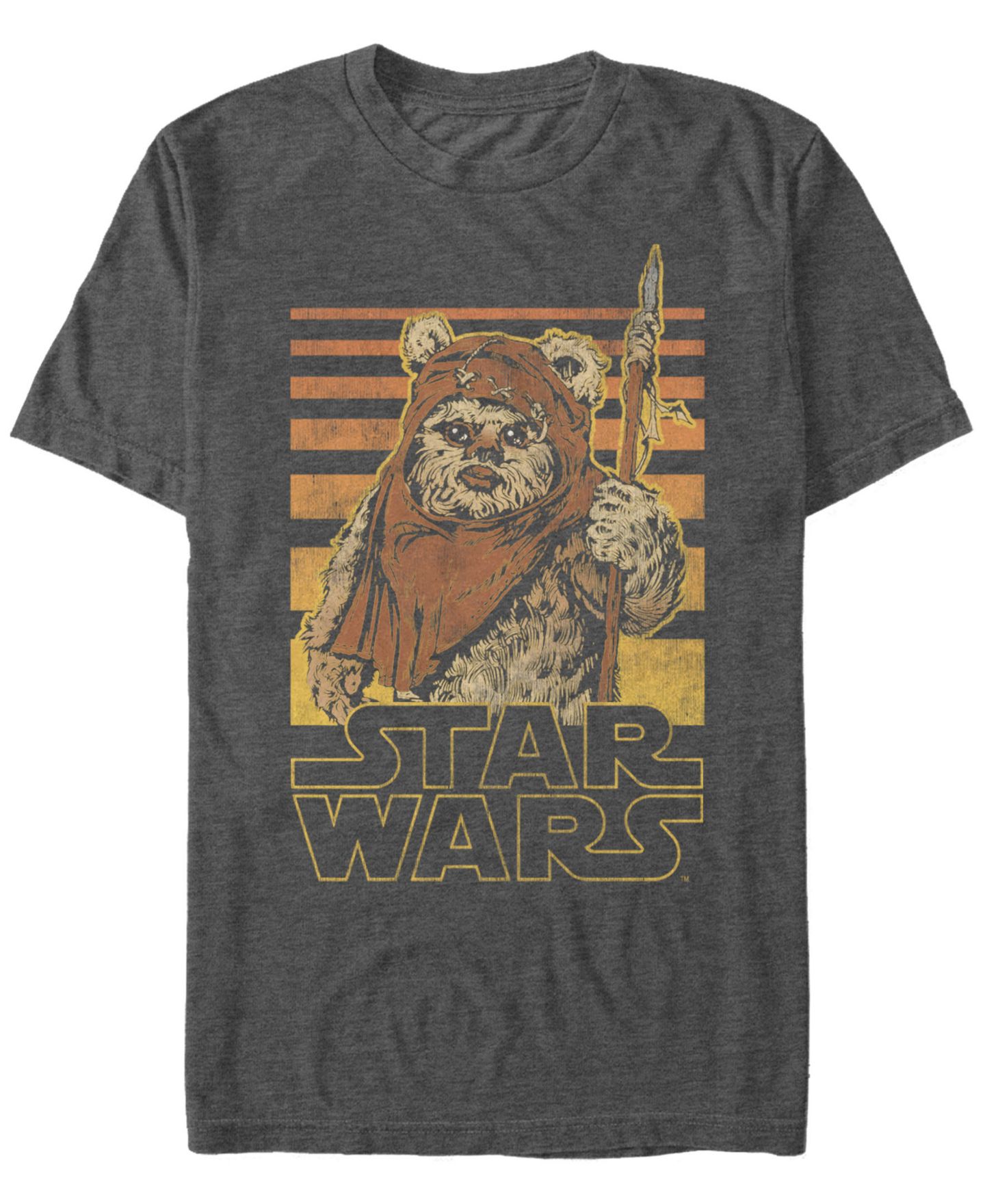 Мужская футболка Fifth Sun Star Wars Classic Ewok Gradient Stripes Short Sleeve, цвет: Угольный меланжевый — фото 1