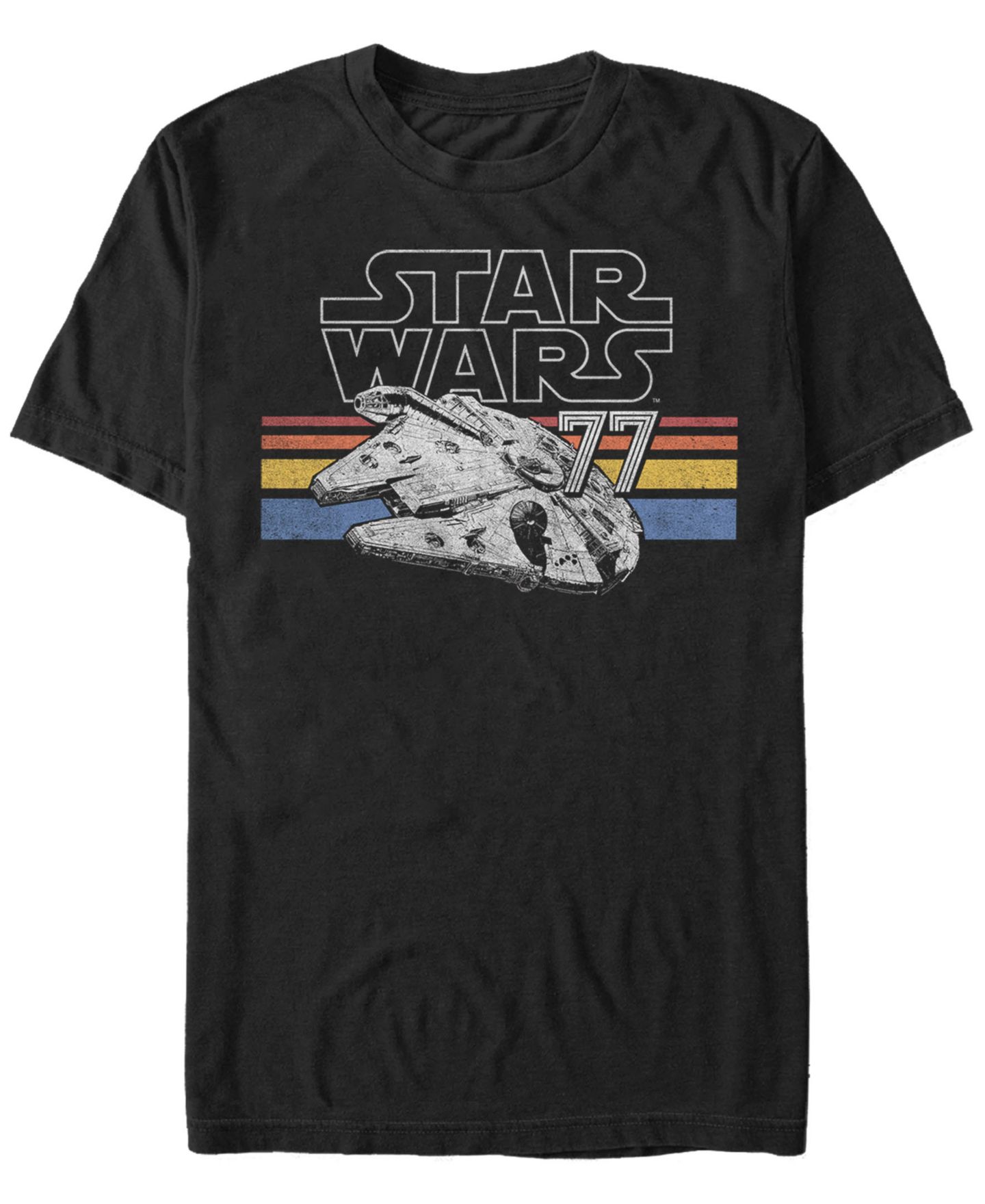Мужская футболка Fifth Sun Star Wars Classic Retro Stripes Millennium Falcon Short Sleeve, цвет: Чёрный — фото 1