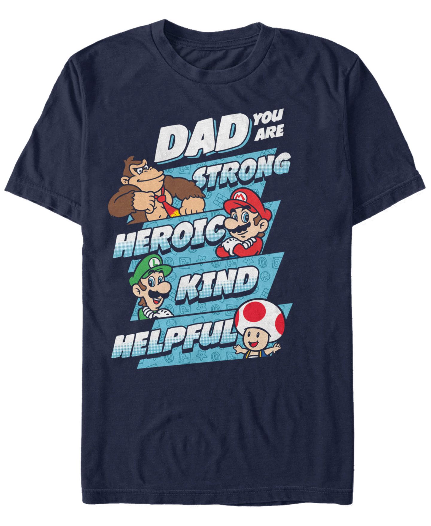Мужская футболка Fifth Sun Nintendo Super Mario Dad Strengths Short Sleeve, цвет: Тёмно-синий — фото 1