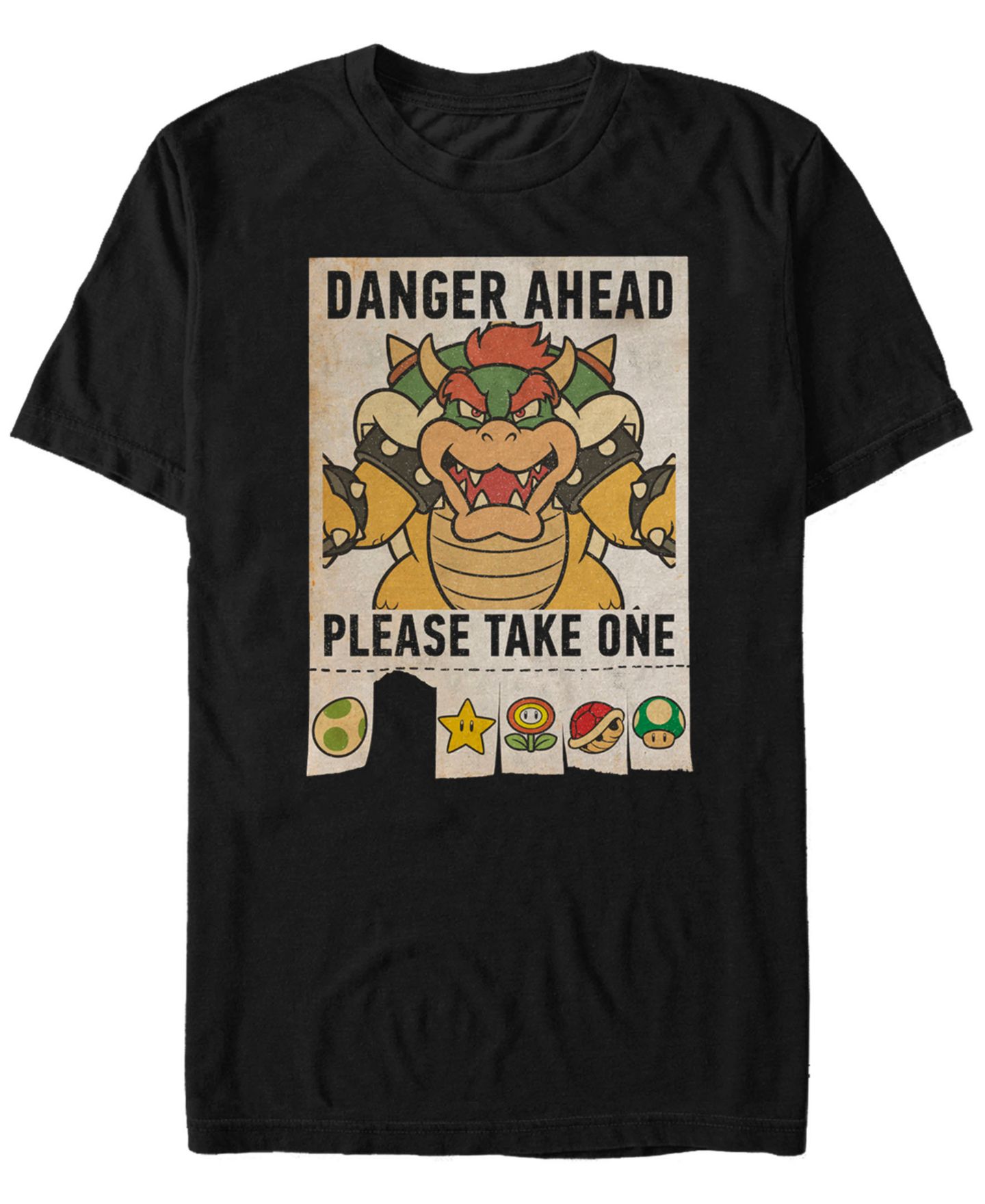 Мужская футболка Fifth Sun Nintendo Super Mario Bowser Danger Ahead Short Sleeve, цвет: Чёрный — фото 1