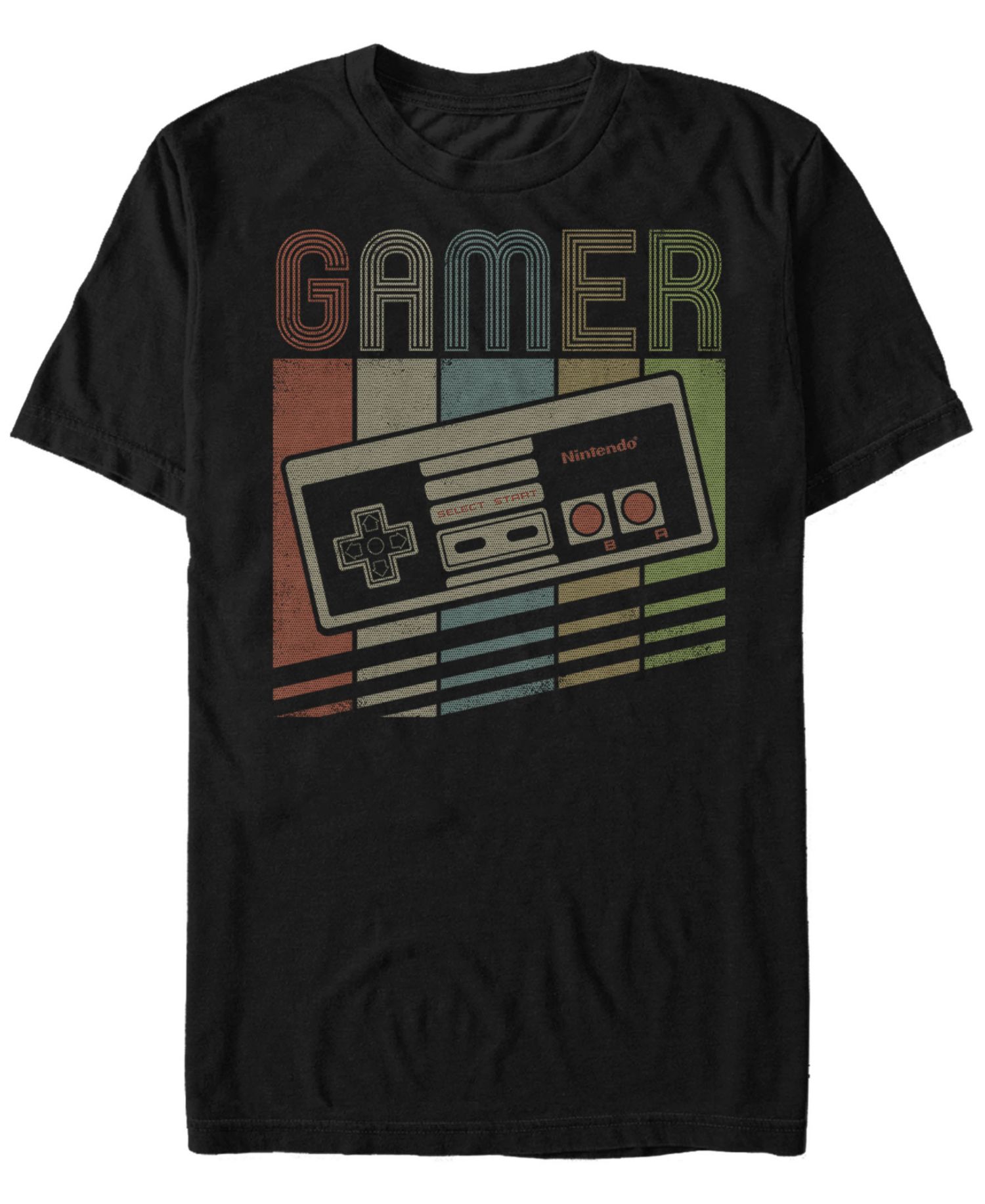 Nintendo Men's NES Rainbow Retro Controller Short Sleeve T-Shirt