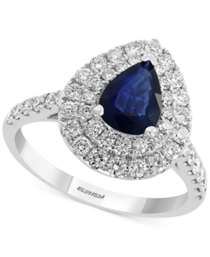 image of Effy Sapphire (1 ct. t.w.) & Diamond (7/8 ct. t.w.) Statement Ring in 14k White Gold