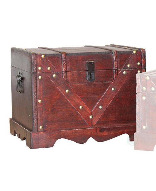 Vintiquewise Large Wooden Treasure Box Old Style Decorative