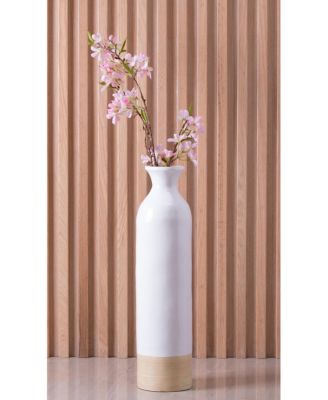 Cylinder Shaped Tall Spun Bamboo Floor Vase Glossy Lacquer Bamboo, Small