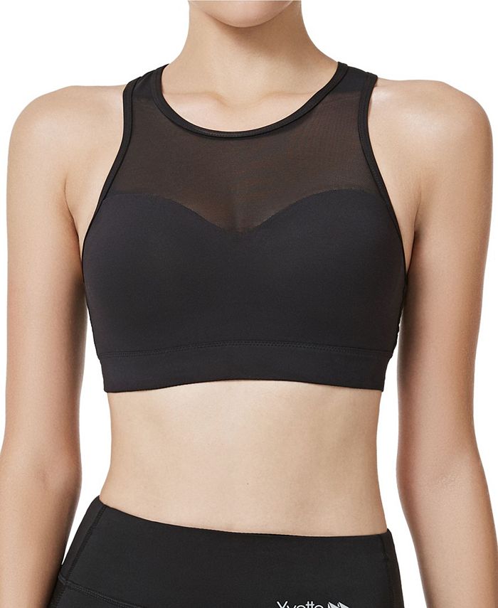 Yvette Women's Mesh Compression Sports Bra High Impact Support