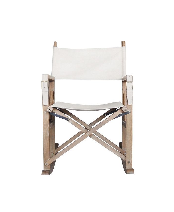 Burnham Home Designs Folding Wooden Rocking Chair with Linen Seat - Macy's