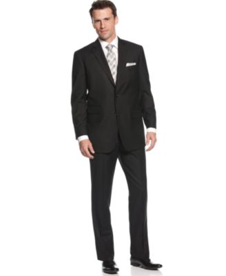 Perry Ellis - Suit, Black Tonal Stripe Solid