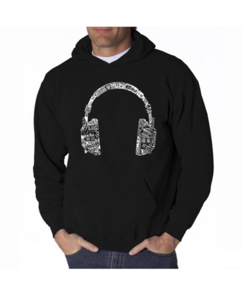 Мужское худи LA Pop Art Word Art - Headphones - Music In Different Languages, цвет: Чёрный
