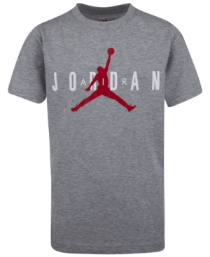 Jordan Kids' Big Boys Graphic-print Cotton T-shirt In Dark Grey Heather