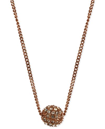 Givenchy Necklace, Rose Gold-Tone Crystal Fireball Pendant Necklace
