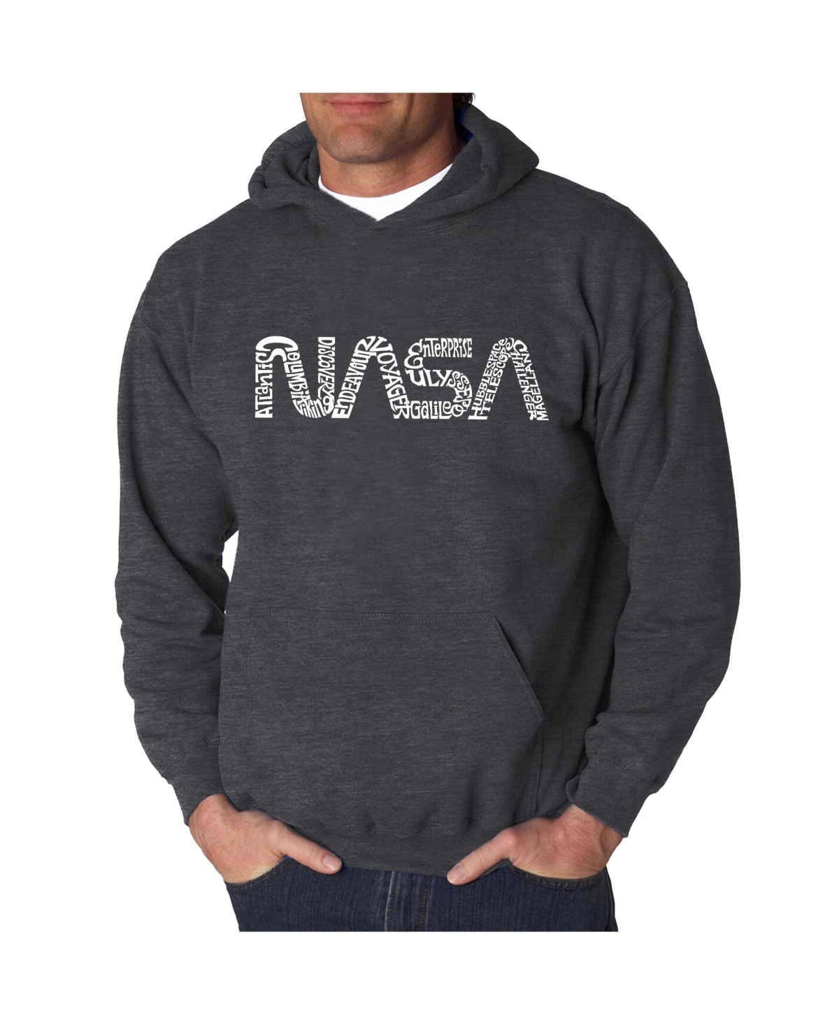 La Pop Art Men's Word Art Hooded Sweatshirt - Worm Nasa