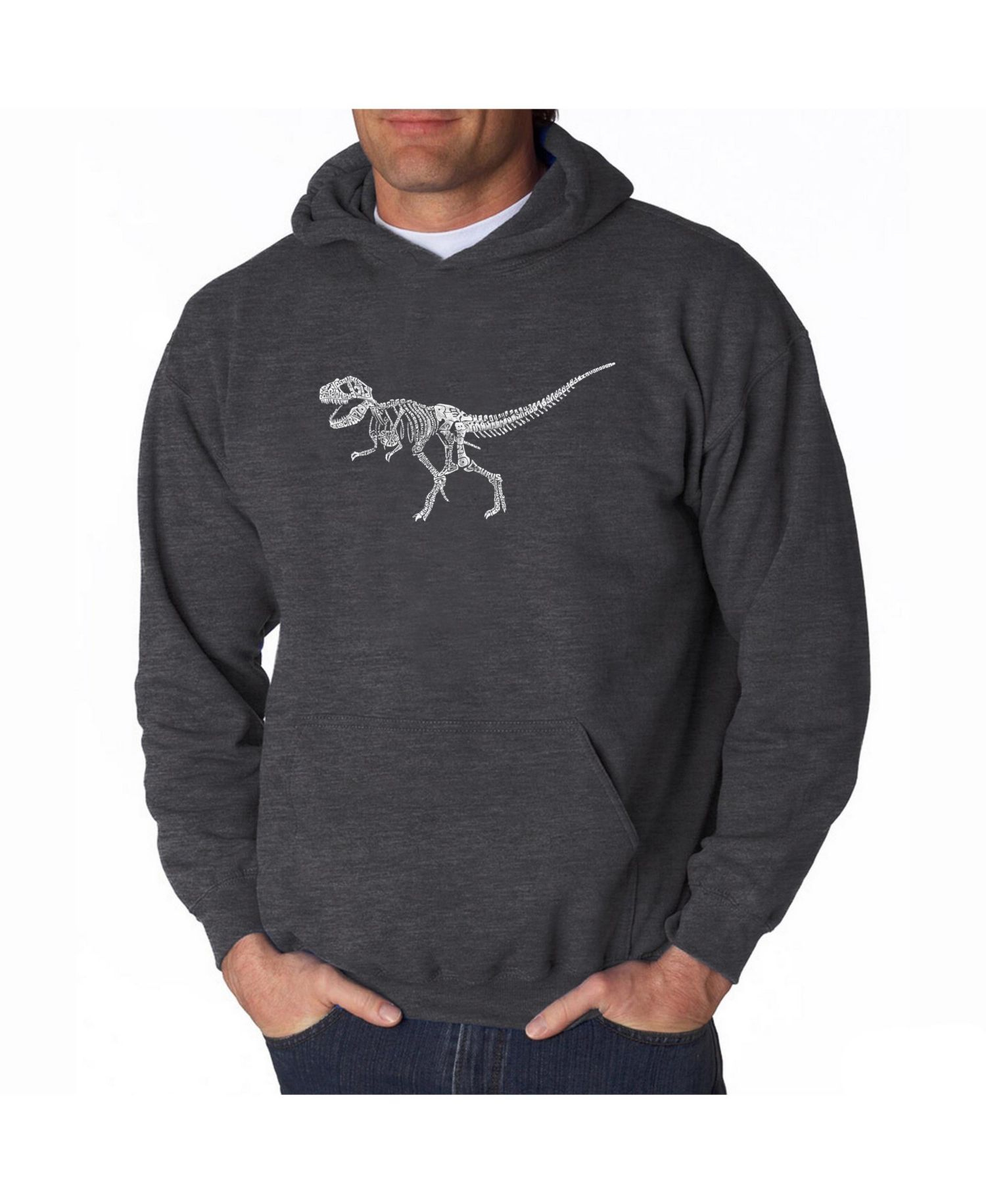 Men's Word Art Hooded Sweatshirt - Dinosaur T-Rex Skeleton