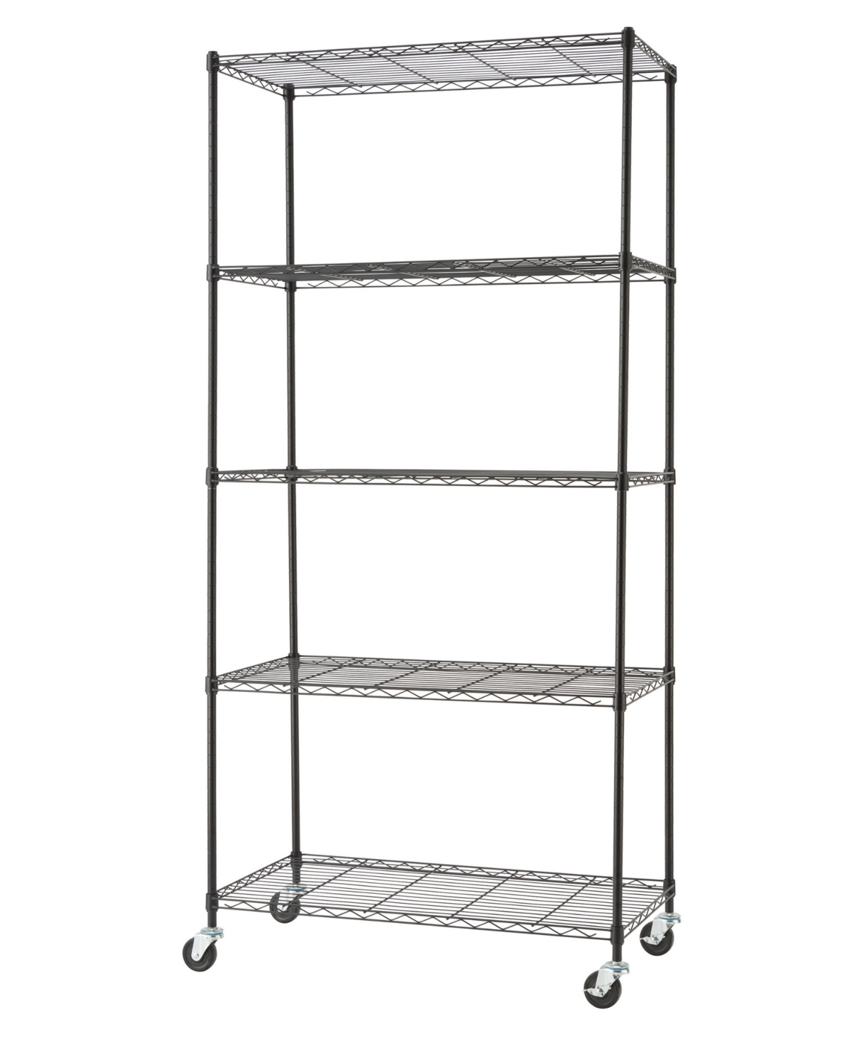 Basics 5-Tier Wire Shelving Rack with Nsf Includes Wheels - Black