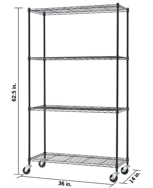 Trinity Basics 4 Tier Wire Shelving Rack Nsf Includes Wheels
