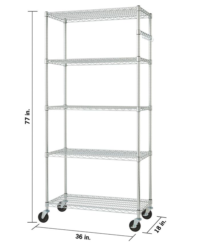 TRINITY Ecostorage 5Tier Wire Shelving Rack with NSF Includes Wheels