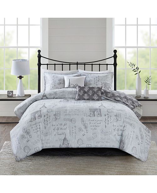 510 Design Marseille 5 Piece Reversible Paris Print Duvet Cover