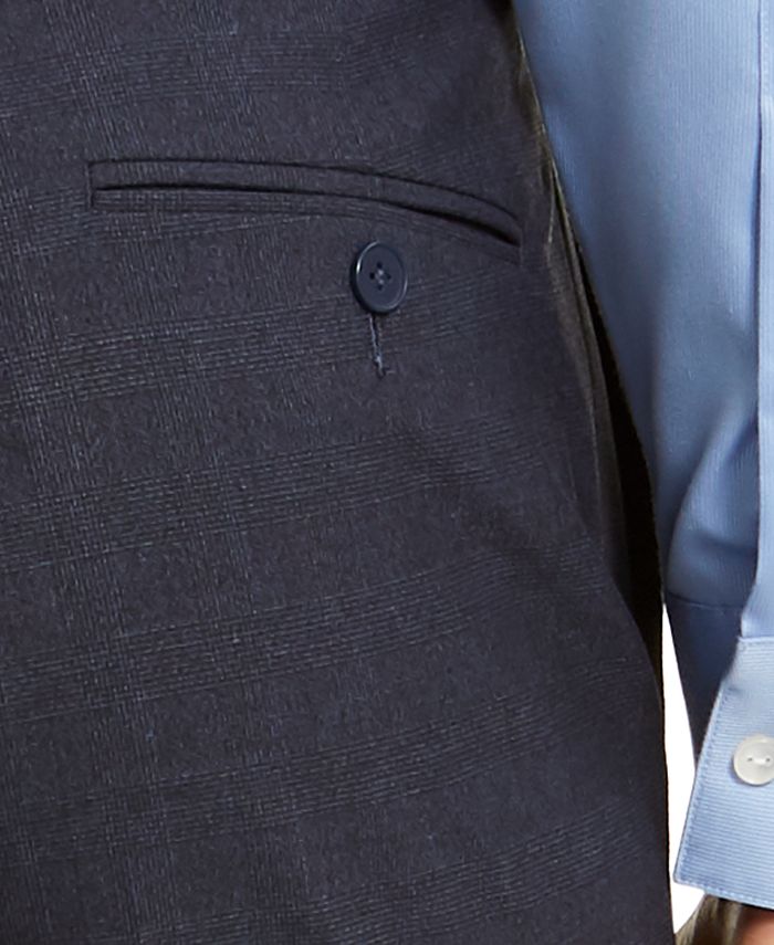 Calvin Klein Men's Skinny-Fit Infinite Stretch Navy Check Dress Pants & Reviews - Pants - Men