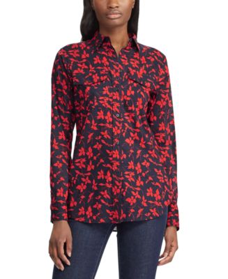 Lauren Ralph Lauren Floral-Print Cotton Voile Shirt - Macy's