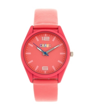 image of Crayo Unisex Dynamic Pink Leatherette Strap Watch 36mm