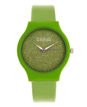 image of Crayo Unisex Glitter Green Leatherette Strap Watch 36mm
