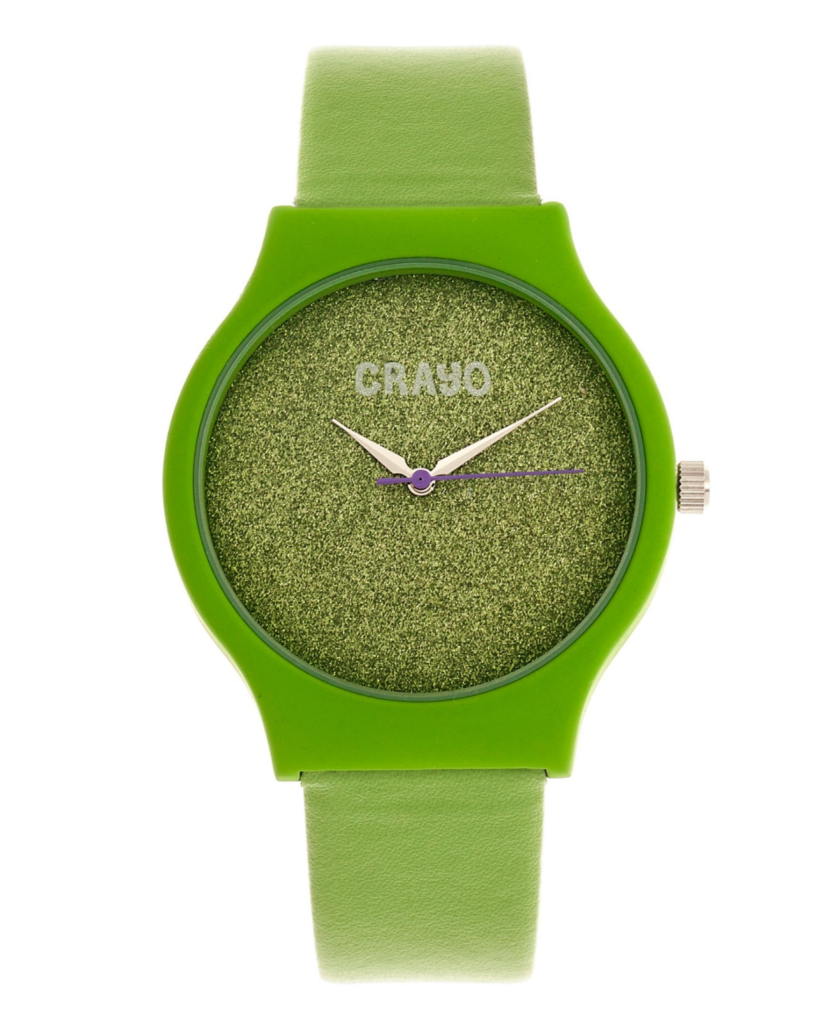 Crayo Unisex Glitter Green Leatherette Strap Watch 36mm
