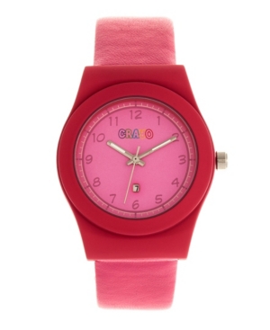 image of Crayo Unisex Dazzle Pink Genuine Leather Strap Watch 37mm