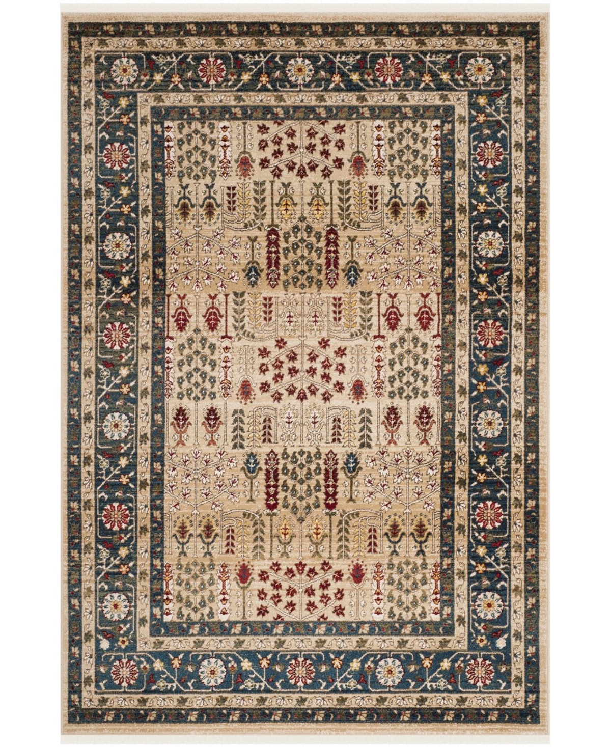 Lauren Ralph Lauren Margaux LRL1297D Beige and Navy 5'1in X 7'6in Area Rug - Beige