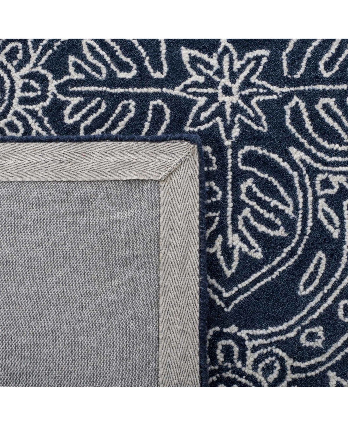 Lauren Ralph Lauren Etienne LRL6603Nand Ivory X Square Area Rug - Navy