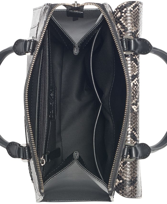 Calvin Klein Small Lock Leather Satchel - Macy's