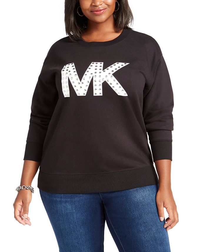 Michael Kors Plus Size Studded Logo Sweatshirt & Reviews - Tops - Plus  Sizes - Macy's
