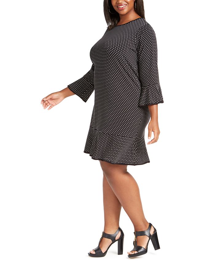 Michael Kors Plus Size Dot-Print Flounce-Hem Dress & Reviews - Dresses ...