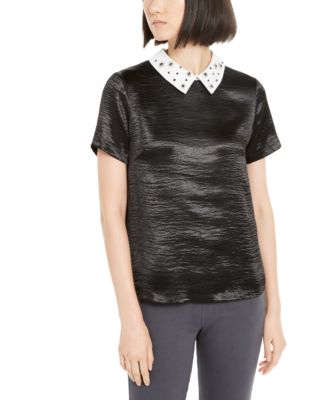 Monteau - Petite Rhinestone Collar Top