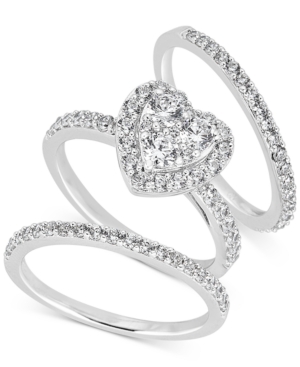 image of Diamond Heart Cluster Bridal Set (1-1/2 ct. t.w.) in 14k White Gold