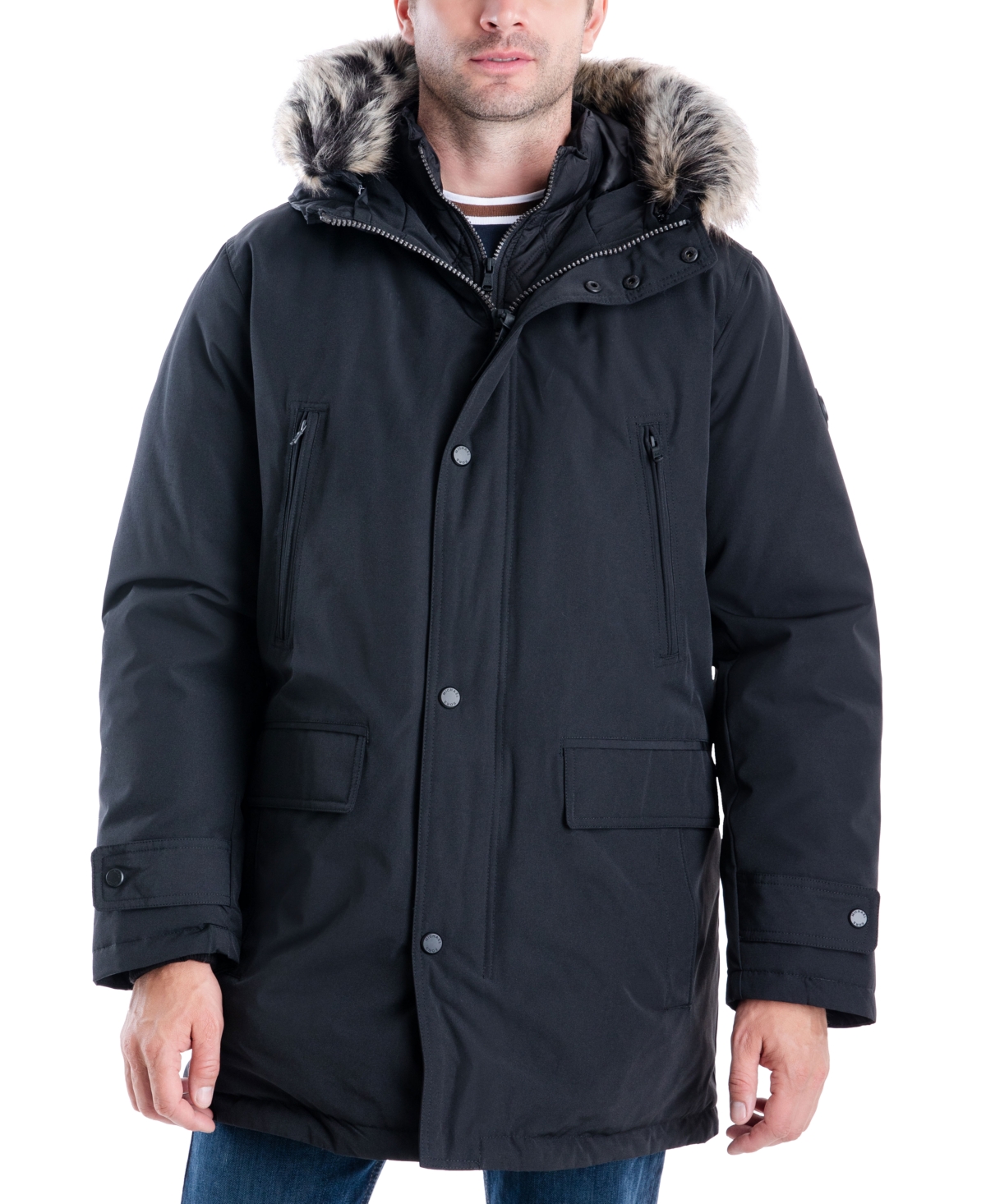 Shop Michael Kors Men's Hooded Bib Snorkel Parka, Created For Macy's In Black