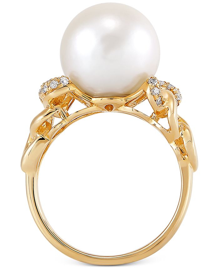 Honora White Ming Pearl (12mm) & Diamond (1/6 ct. t.w.) Ring in 14k ...