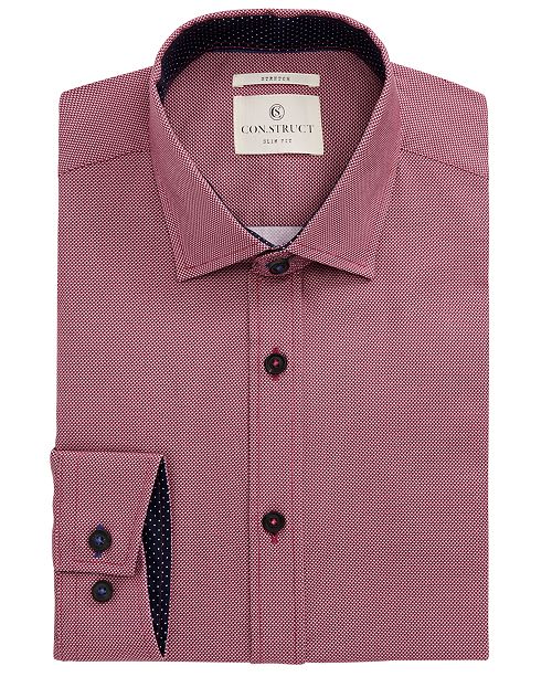 Con Struct Men S Slim Fit Stretch Neat Nailshead Pattern Dress Shirt
