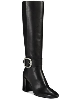 COACH Women's Evelyn Heeled Buckle Leather Boots - Macy's