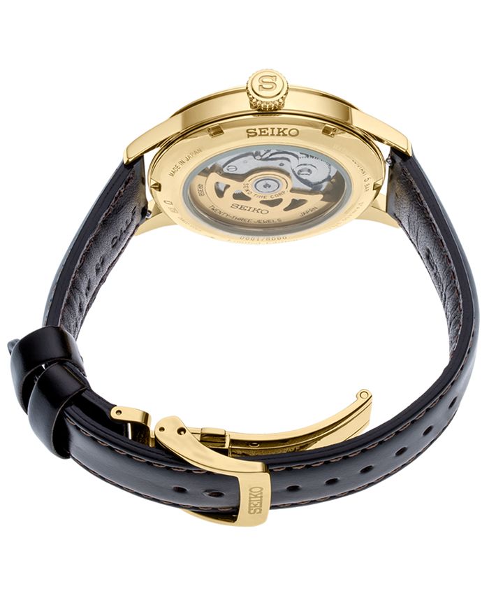 Seiko Men's Automatic Presage Brown Leather Strap Watch 40.5mm, A