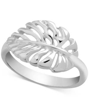 image of Essentials Open Leaf Ring in Fine Silver-Plate