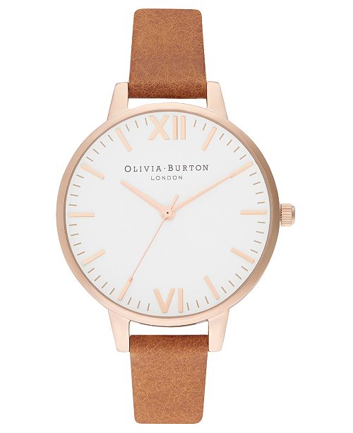 Olivia Burton Women S Honey Tan Leather Strap Watch 34mm Reviews Watches Jewelry Watches Macy S