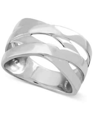 image of Essentials Polished Criss-Cross Ring in Fine Silver-Plate