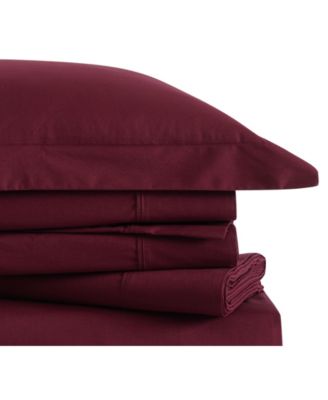 Solid Cotton Percale 4-Pc. Sheet Set, Queen