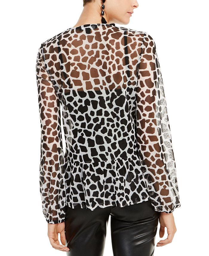 INC International Concepts INC Animal-Print Lace-Up Blouse, Created for ...