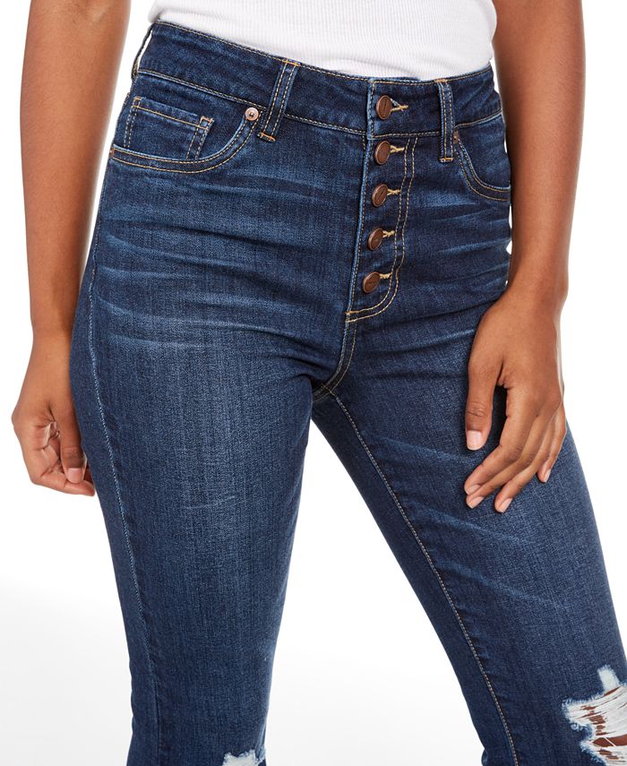Dollhouse Juniors' Ripped ButtonFly FlareLeg Jeans Macy's