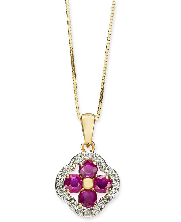 Macy s Ruby 1 1 10 ct. t.w. Diamond 1 5 ct. t.w. Clover 18
