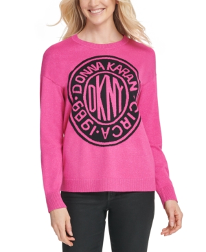 Dkny Graphic Logo Sweatshirt In Pop Pink/black